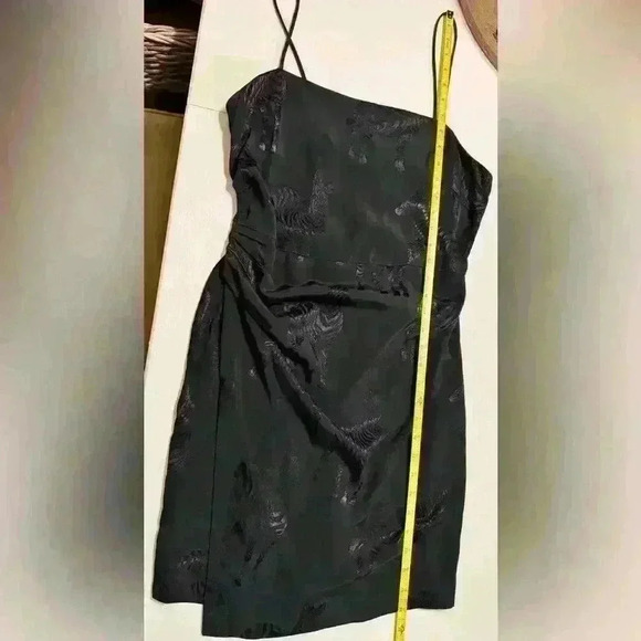 ZARA Women’s Large Zebra BLACK STRAPPY MINI DRESS RUCHED SIDE IRRIDESCENT ZEBRAS - Picture 8 of 12